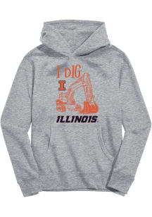 Vive La Fete Illinois Fighting Illini Youth Grey Excavator Long Sleeve Hoodie