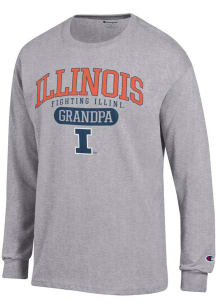 Champion Illinois Fighting Illini Grey Pill Box Grandpa Jersey Long Sleeve T Shirt