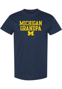 Michigan Wolverines Navy Blue Basic Block Grandpa Short Sleeve T Shirt