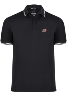Swannies Utah Utes Mens Black Thatcher Short Sleeve Polo