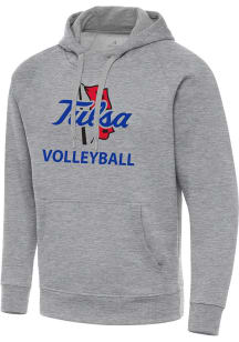 Antigua Tulsa Golden Hurricane Mens Grey Heather Volleyball  Victory Long Sleeve Hoodie