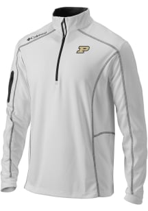 Columbia Purdue Boilermakers Mens White Heat Seal Omni Wick Shotgun Long Sleeve Qtr Zip Pullover