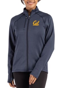Cutter and Buck Cal Golden Bears Womens Navy Blue Peshastin Long Sleeve Full Zip Jacket