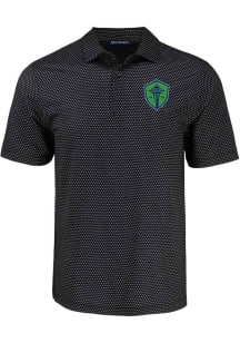 Cutter and Buck Seattle Sounders FC Mens Black Pike Shadow Check Short Sleeve Polo