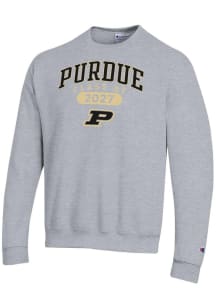 Champion Purdue Boilermakers Mens Grey Class of 2027 Powerblend Long Sleeve Crew Sweatshirt