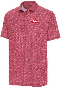 Antigua Atlanta Hawks Mens Red Botanic Short Sleeve Polo