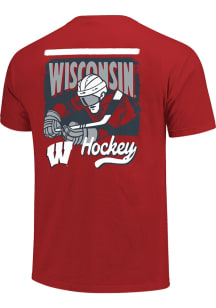 Wisconsin Badgers Red Reverse Bridge Hockey Poster Short Sleeve T Shirt