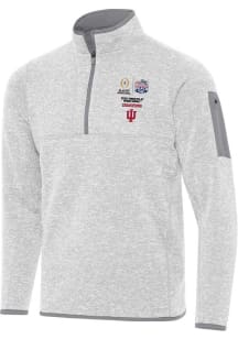 Antigua Indiana Hoosiers Mens Grey 2026 Peach Bowl Champions Fortune Long Sleeve Qtr Zip Pullover