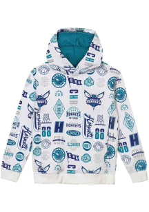 Charlotte Hornets Boys White 3-AND -0 Long Sleeve Hooded Sweatshirt