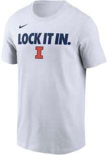 Nike Illinois Fighting Illini White Basketball Postseason Bench Short Sleeve T Shirt