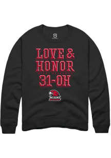 Summit Sportswear Miami RedHawks Mens Black Love & Honor 31-OH Long Sleeve Crew Sweatshirt