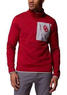 Columbia Oklahoma Sooners Mens Crimson Hike Long Sleeve Qtr Zip Pullover