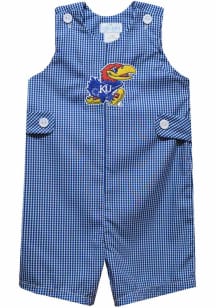 Vive La Fete Kansas Jayhawks Baby Blue Gingham Overalls