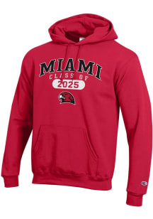 Champion Miami RedHawks Mens Red Class of 2025 Pill Powerblend Long Sleeve Hoodie