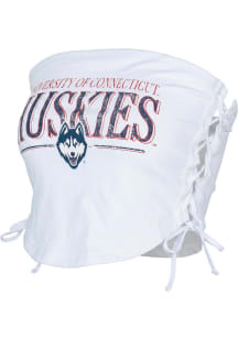 UConn Huskies Womens White Lace Up Tank Top