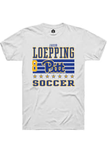 Jakob Loepping Pitt Panthers White NIL Striped Short Sleeve Player T Shirt