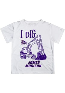 Vive La Fete James Madison Dukes Youth White Excavator Short Sleeve T-Shirt