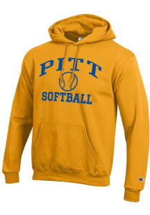 Champion Pitt Panthers Mens Gold Softball Powerblend Long Sleeve Hoodie