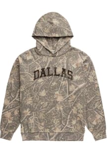 Uscape Dallas Ft Worth Mens Green Distressed Camo Wordmark Long Sleeve Hoodie