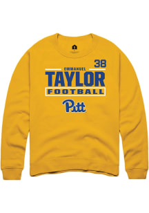 Emmanuel Taylor Pitt Panthers Mens Gold Football NIL Stacked Box Player Crew