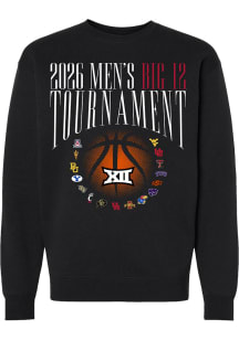 Something Inked Big 12 Mens Black 2026 Big 12 Basketball Tournament Htone Long Sleeve Crew Sweatsh..