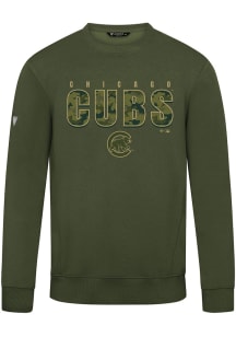 Levelwear Chicago Cubs Mens Olive Zane Protect Long Sleeve Crew Sweatshirt