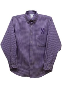 Vive La Fete Northwestern Wildcats Toddler Purple Gingham Long Sleeve Polo