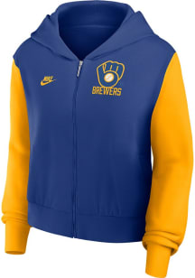Nike Milwaukee Brewers Womens Blue Cooperstown Long Sleeve Full Zip Jacket