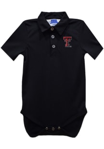 Vive La Fete Texas Tech Red Raiders Baby Black Team Short Sleeve One Piece Polo