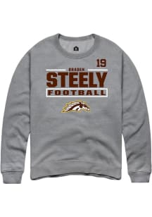 Braden Steely Western Michigan Broncos Mens Grey Football NIL Stacked Box Player Crew