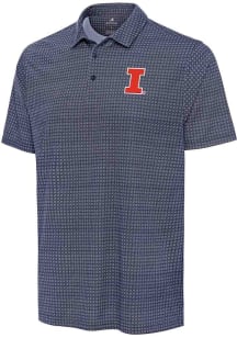 Antigua Illinois Fighting Illini Mens Navy Blue Mosiac Short Sleeve Polo