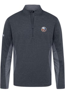Levelwear New York Islanders Mens Navy Blue Waffle Embroidered 3D Patch Long Sleeve Qtr Zip Pullov..
