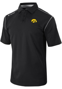 Columbia Iowa Hawkeyes Mens Black Heat Seal Omni Wick Shotgun Short Sleeve Polo