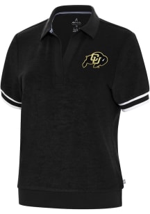 Antigua Colorado Buffaloes Womens Navy Blue Favorite Short Sleeve Polo Shirt