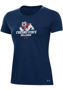 Under Armour Fresno State Bulldogs Womens Navy Blue Performance Short Sleeve T-Shirt