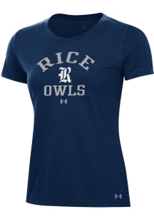 Under Armour Rice Owls Womens Navy Blue Performance Short Sleeve T-Shirt