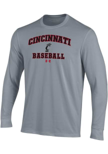 Under Armour Cincinnati Bearcats Grey Baseball Performance Long Sleeve T Shirt