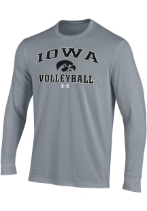 Under Armour Iowa Hawkeyes Grey Volleyball Performance Long Sleeve T Shirt