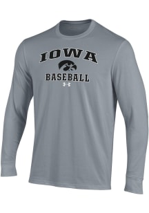 Under Armour Iowa Hawkeyes Grey Baseball Performance Long Sleeve T Shirt
