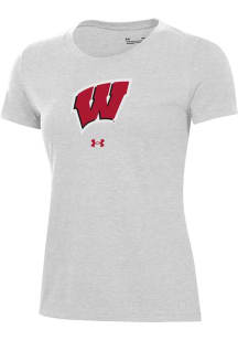 Under Armour Wisconsin Badgers Womens Silver Performance Short Sleeve T-Shirt