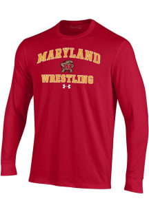 Under Armour Maryland Terrapins Red Wrestling Performance Long Sleeve T Shirt