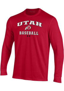 Under Armour Utah Utes Red Baseball Performance Long Sleeve T Shirt