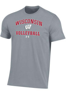Under Armour Wisconsin Badgers Grey Volleyball Performance Short Sleeve T Shirt