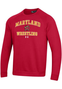 Under Armour Maryland Terrapins Mens Red Wrestling Rival Long Sleeve Crew Sweatshirt
