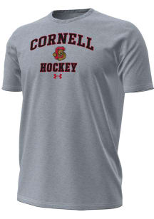 Under Armour Cornell Big Red Grey Hockey Performance Short Sleeve T Shirt