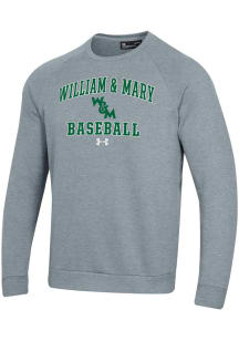 Under Armour William & Mary Tribe Mens Grey Baseball Rival Long Sleeve Crew Sweatshirt