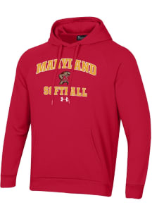 Under Armour Maryland Terrapins Mens Red Softball Rival Long Sleeve Hoodie