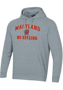 Under Armour Maryland Terrapins Mens Grey Wrestling Rival Long Sleeve Hoodie