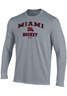 Under Armour Miami RedHawks Grey Hockey Performance Long Sleeve T Shirt