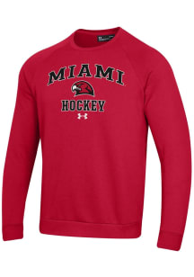 Under Armour Miami RedHawks Mens Red Hockey Rival Long Sleeve Crew Sweatshirt